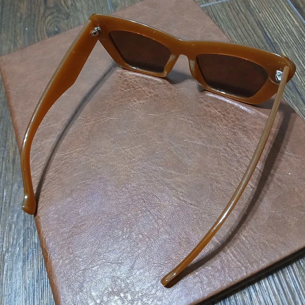 Oversized Cat Eye Burnt Orange Brown Sunglasses